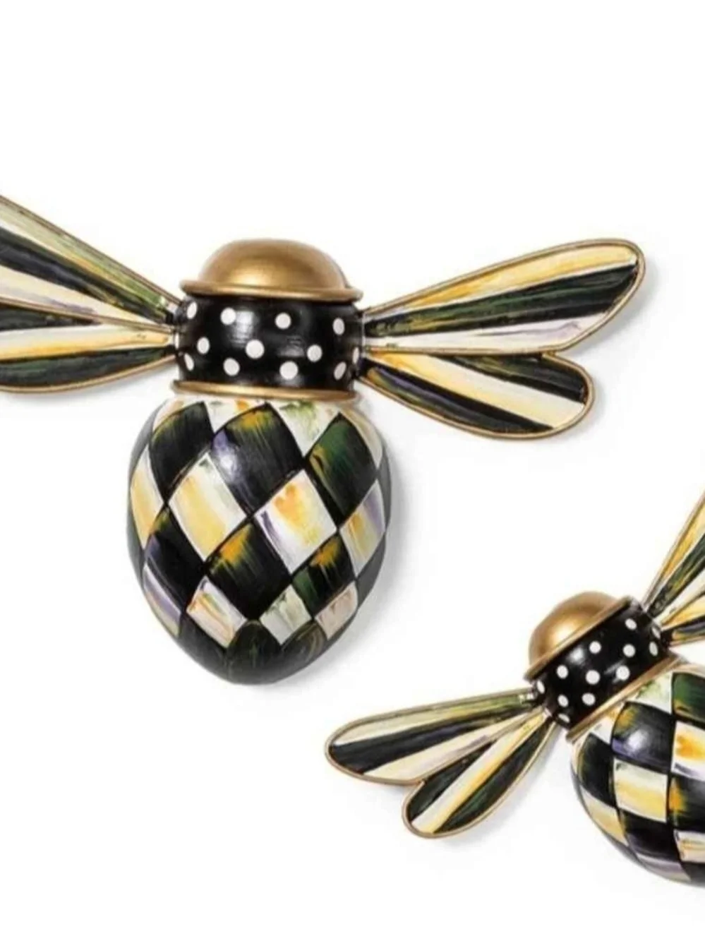 NEW McKenzie Childs Decorative Magnet Set Courtly Check Bee Set of 2